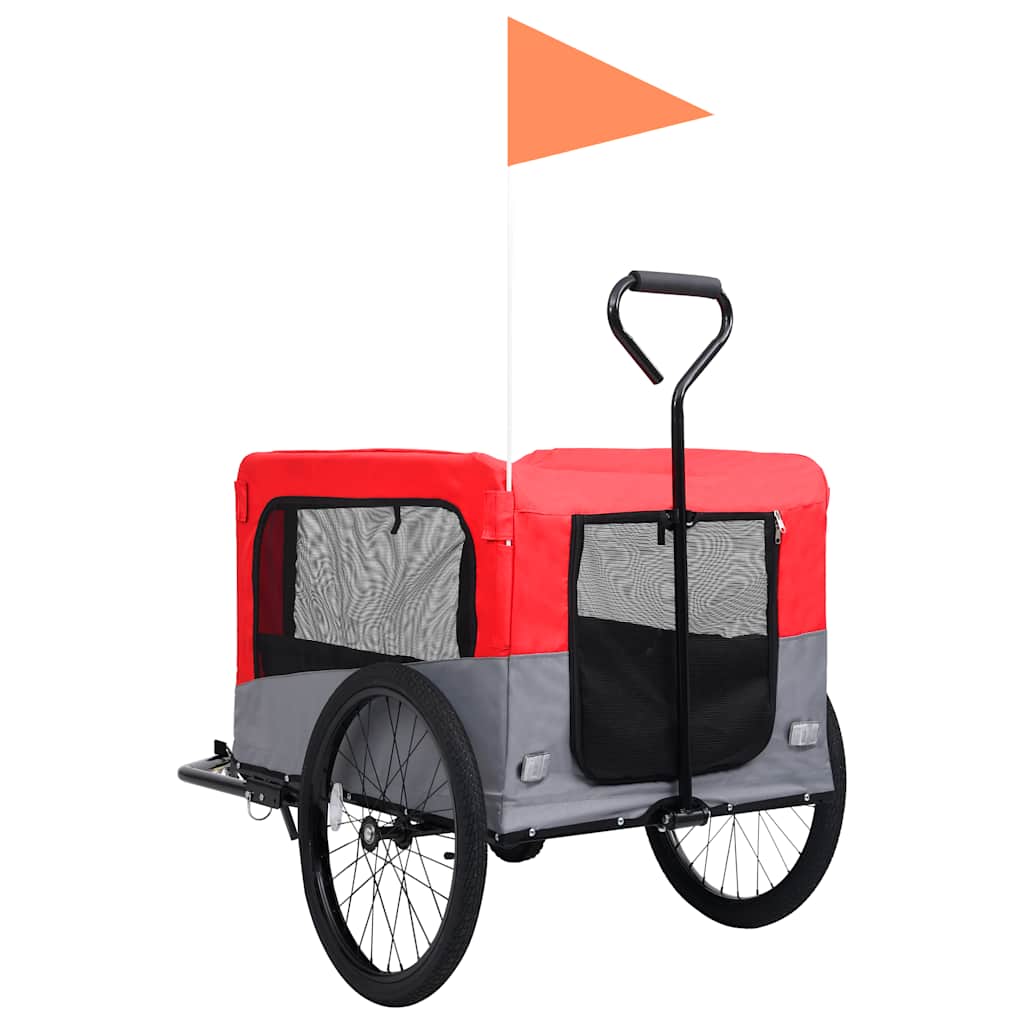 8719883868844_g_en_hd_4 vidaXL 2-in-1 Pet Bike Trailer and Jogging Stroller Red and Grey - Image 5