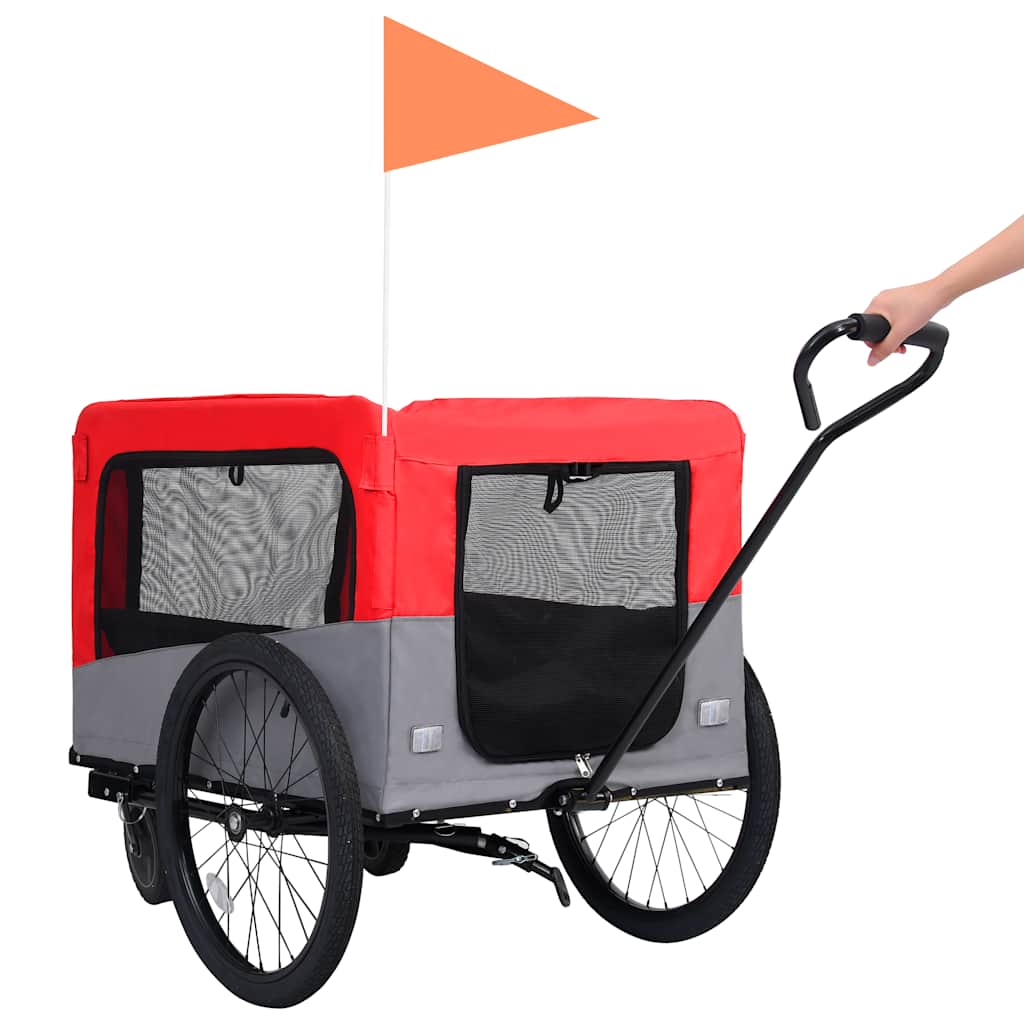 8719883868844_g_en_hd_5 vidaXL 2-in-1 Pet Bike Trailer and Jogging Stroller Red and Grey - Image 6
