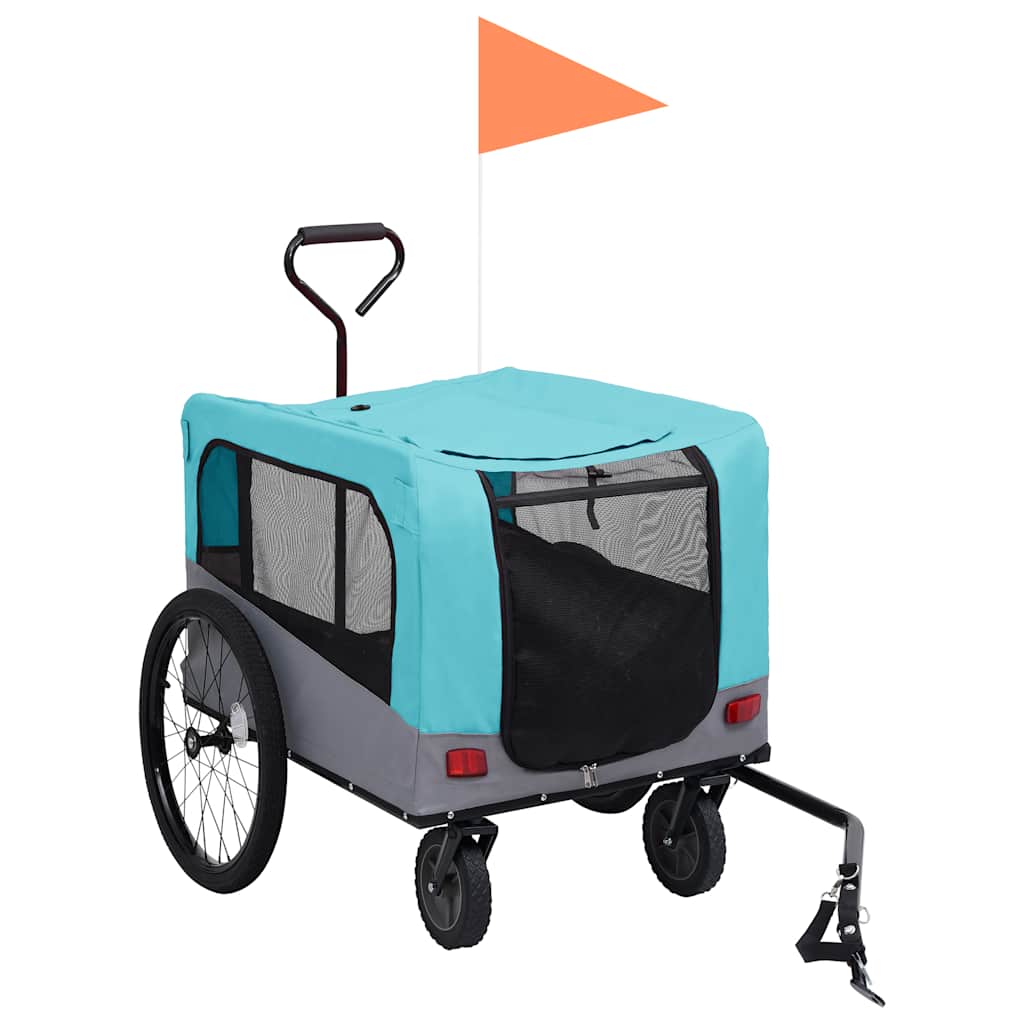 8719883868851_g_en_hd_1 vidaXL 2-in-1 Pet Bike Trailer and Jogging Stroller Blue and Grey - Image 2