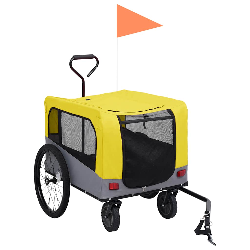 8719883868868_g_en_hd_1 vidaXL 2-in-1 Pet Bike Trailer and Jogging Stroller Yellow and Grey - Image 2