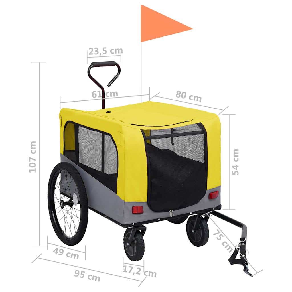 8719883868868_g_en_hd_10 vidaXL 2-in-1 Pet Bike Trailer and Jogging Stroller Yellow and Grey - Image 11