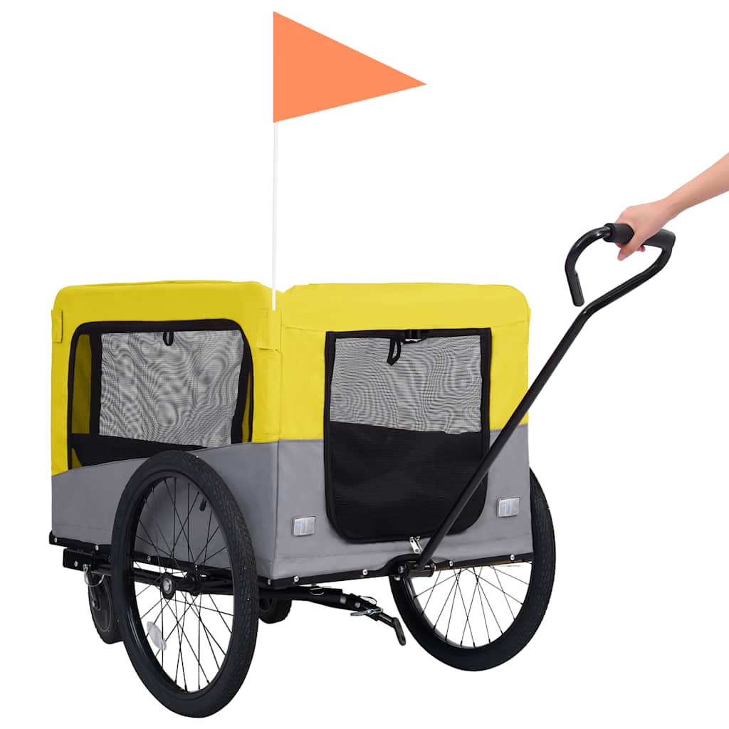 8719883868868_g_en_hd_5 vidaXL 2-in-1 Pet Bike Trailer and Jogging Stroller Yellow and Grey - Image 6