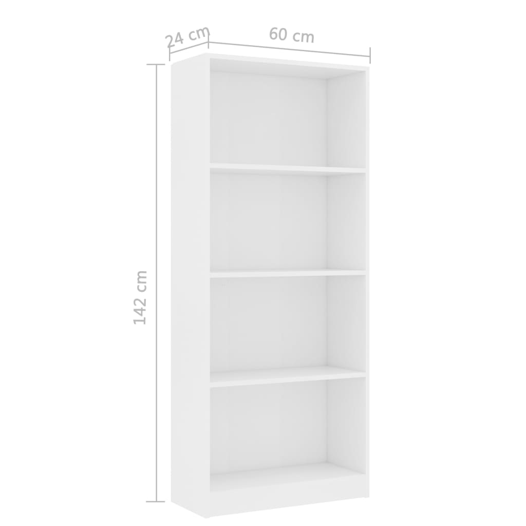 8719883869209_g_en_hd_4 vidaXL 4-Tier Book Cabinet White 60x24x142 cm Engineered Wood - Image 7