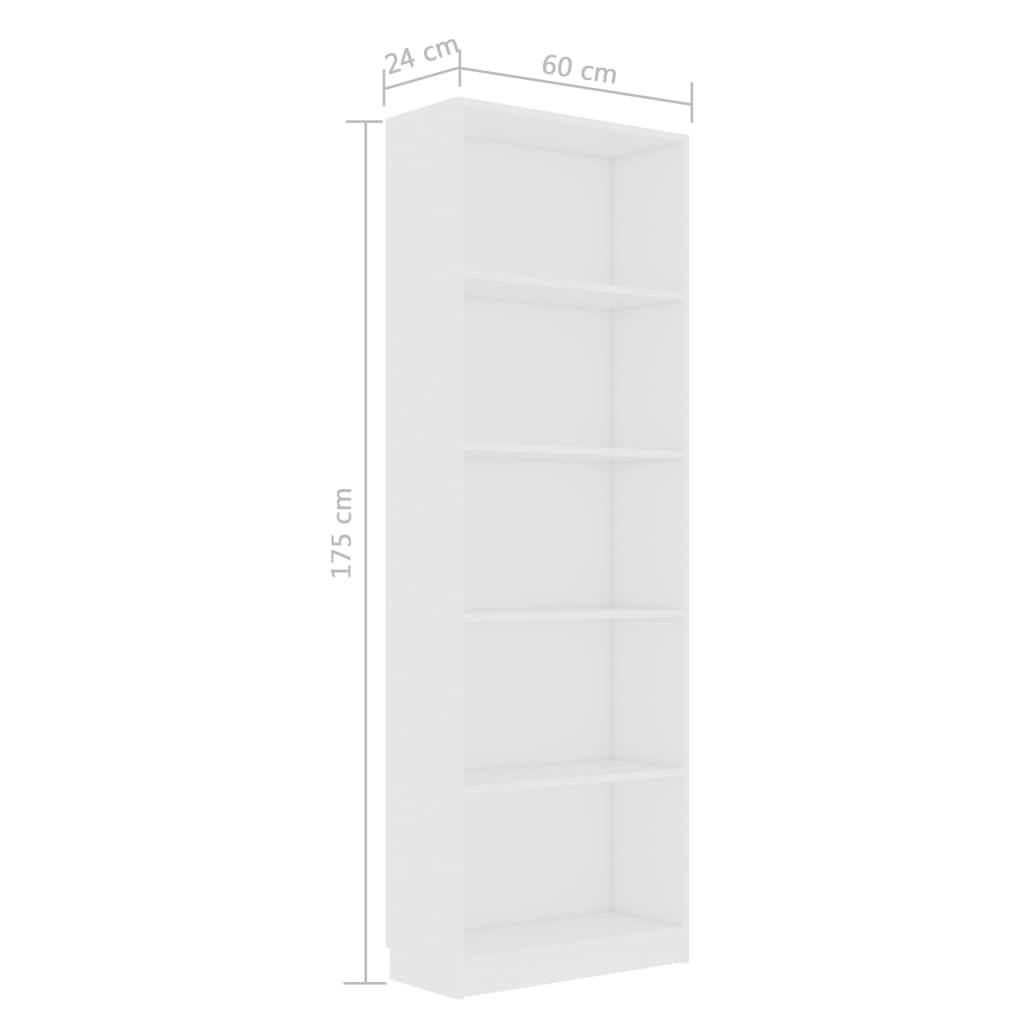 8719883869292_g_en_hd_4 vidaXL 5-Tier Book Cabinet White 60x24x175 cm Engineered Wood - Image 7