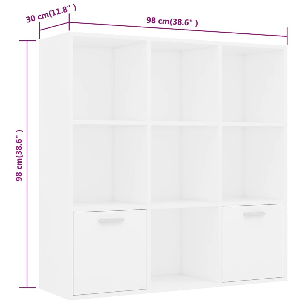 8719883869742_g_en_hd_7 vidaXL Book Cabinet White 98x30x98 cm Engineered Wood - Image 10