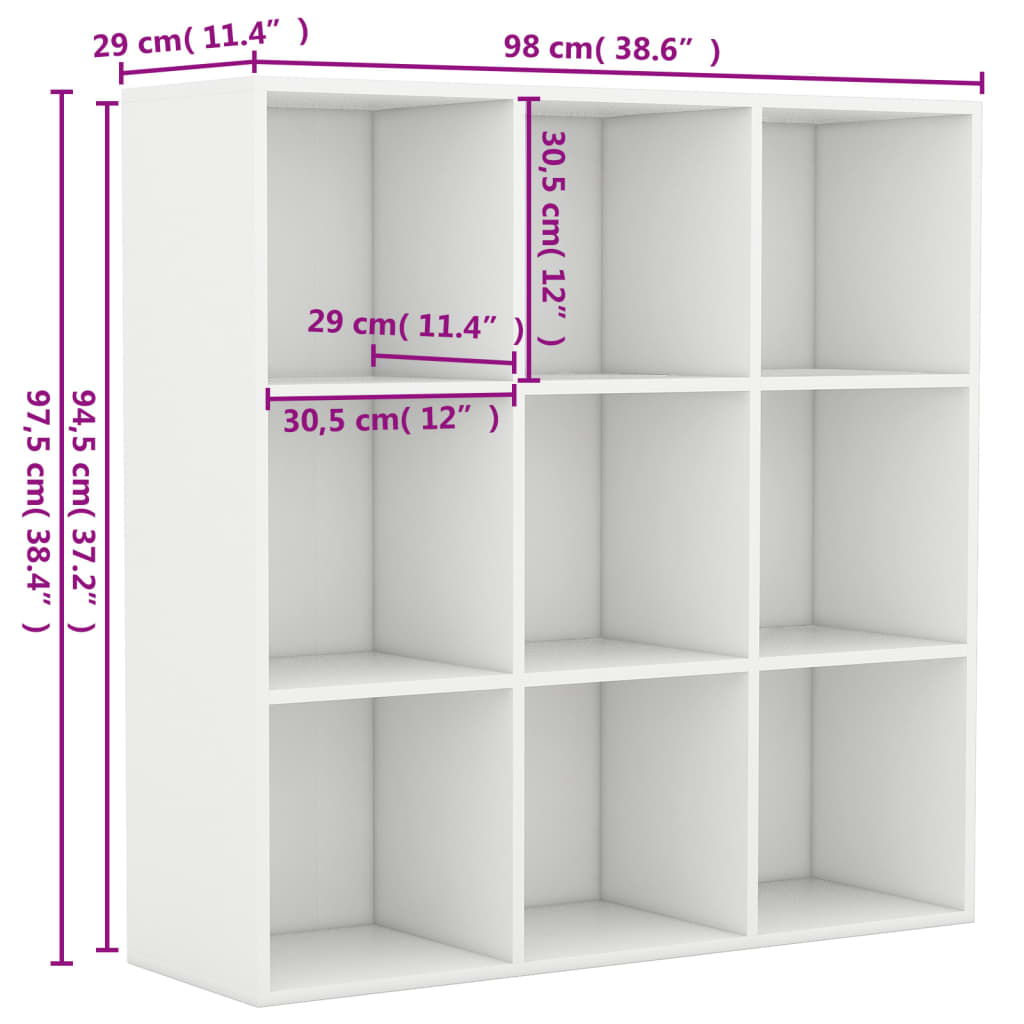 8719883869834_g_en_hd_4 vidaXL Book Cabinet White 98x29x97.5 cm Engineered Wood - Image 7