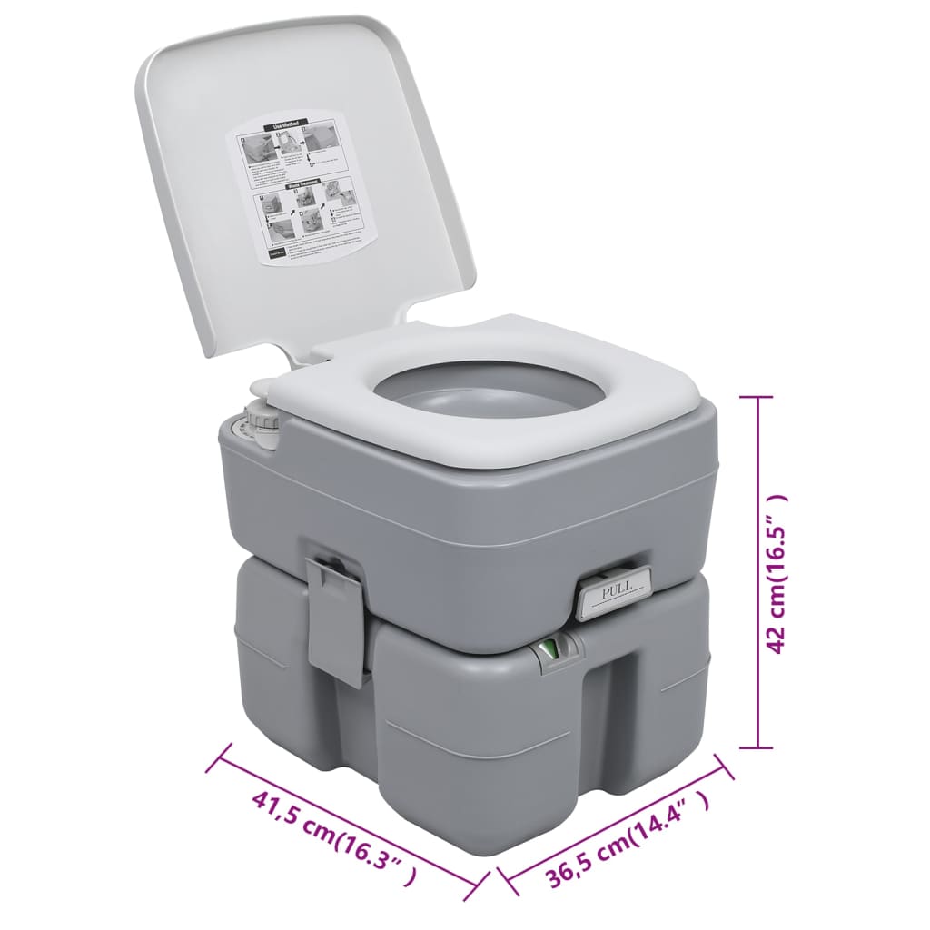 8719883878218_g_en_hd_7 vidaXL Portable Camping Toilet Grey 20+10 L - Image 8