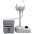 vidaXL Portable Camping Toilet and Handwash Stand Set Grey - Image 2