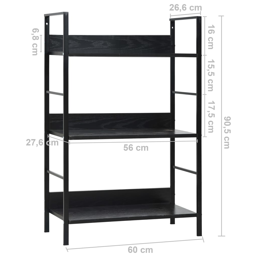 8719883890548_g_en_hd_6 vidaXL 3-Layer Book Shelf Black 60x27.6x90.5 cm Engineered Wood - Image 8