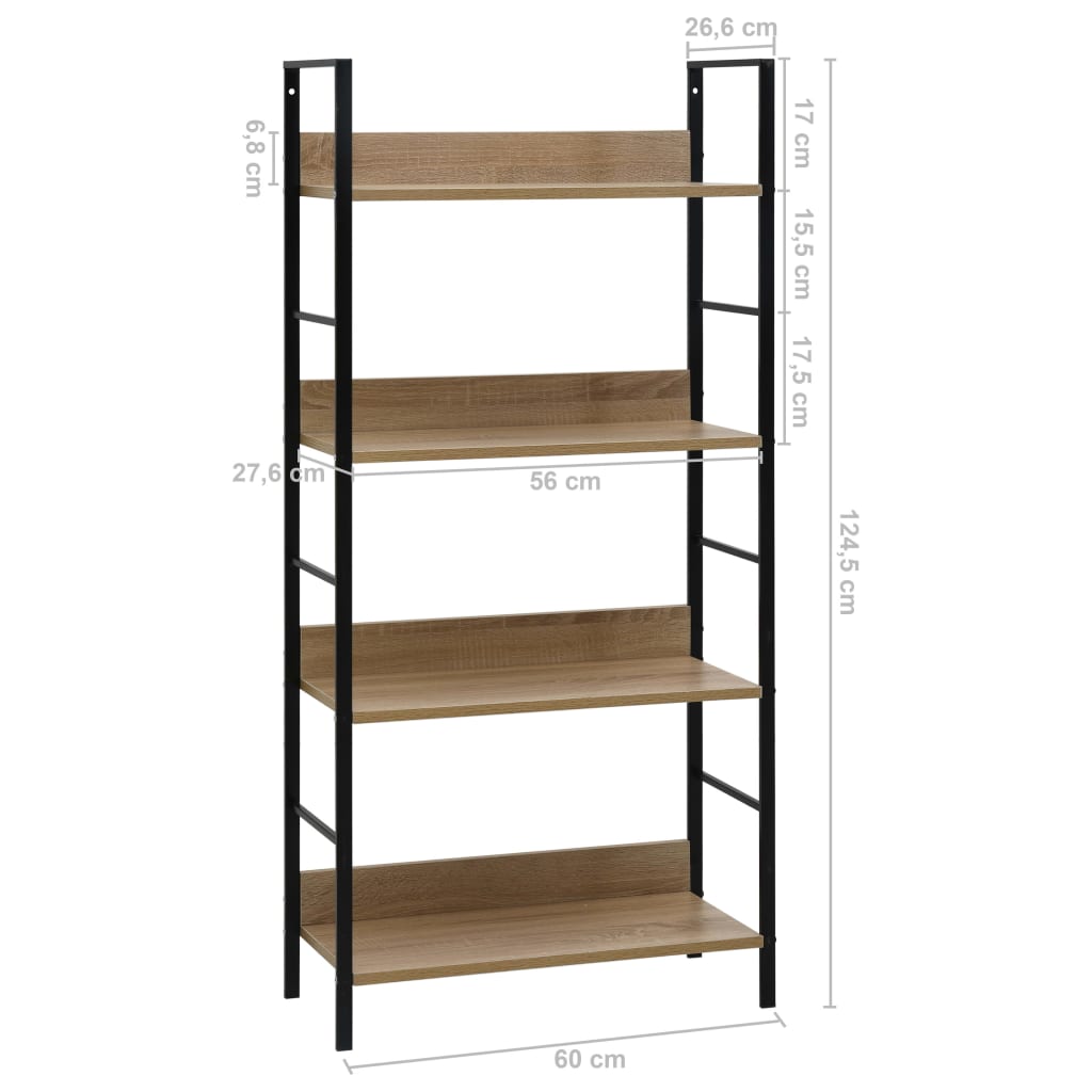 8719883890593_g_en_hd_6 vidaXL 4-Layer Book Shelf Oak 60x27.6x124.5 cm Engineered Wood - Image 8
