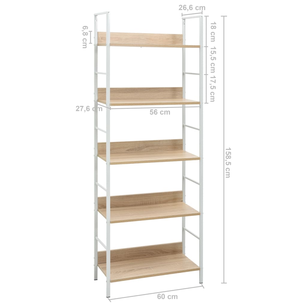 8719883890654_g_en_hd_6 vidaXL 5-Layer Book Shelf Oak 60x27.6x158.5 cm Engineered Wood - Image 8