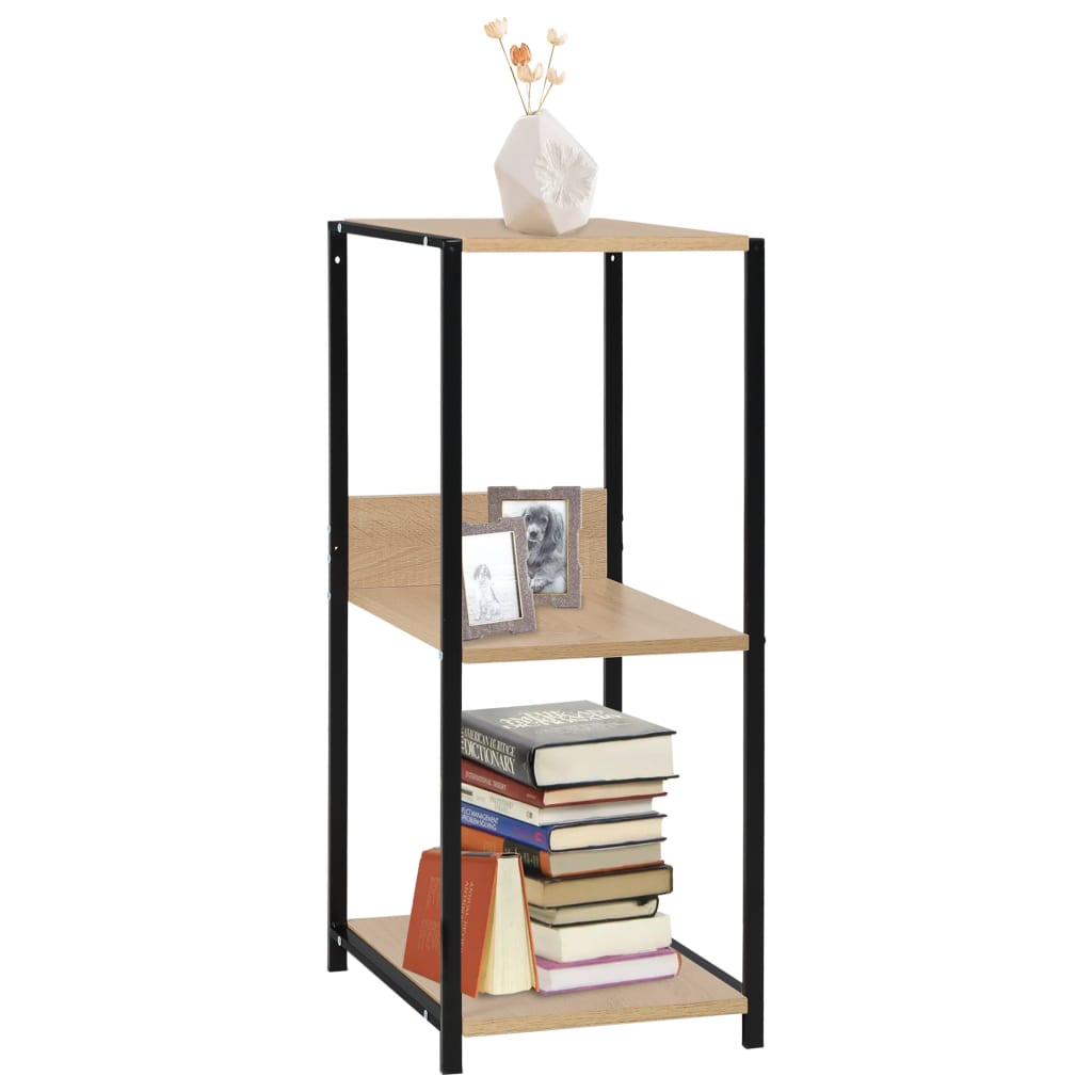 8719883890692_m_en_hd_1 vidaXL Small Straight Book Shelf Black and Oak 33.5x39.6x79.7 cm Engineered Wood - Image 1