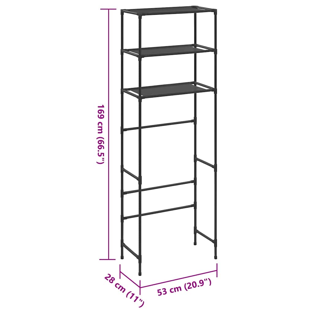 8719883890982_g_en_hd_6 vidaXL 3-Tier Storage Rack over Toilet Black 53x28x169 cm - Image 9