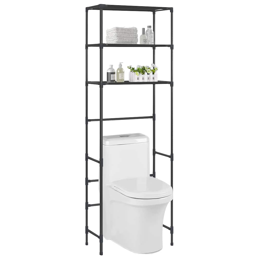 8719883890982_m_en_hd_1 vidaXL 3-Tier Storage Rack over Toilet Black 53x28x169 cm - Image 1