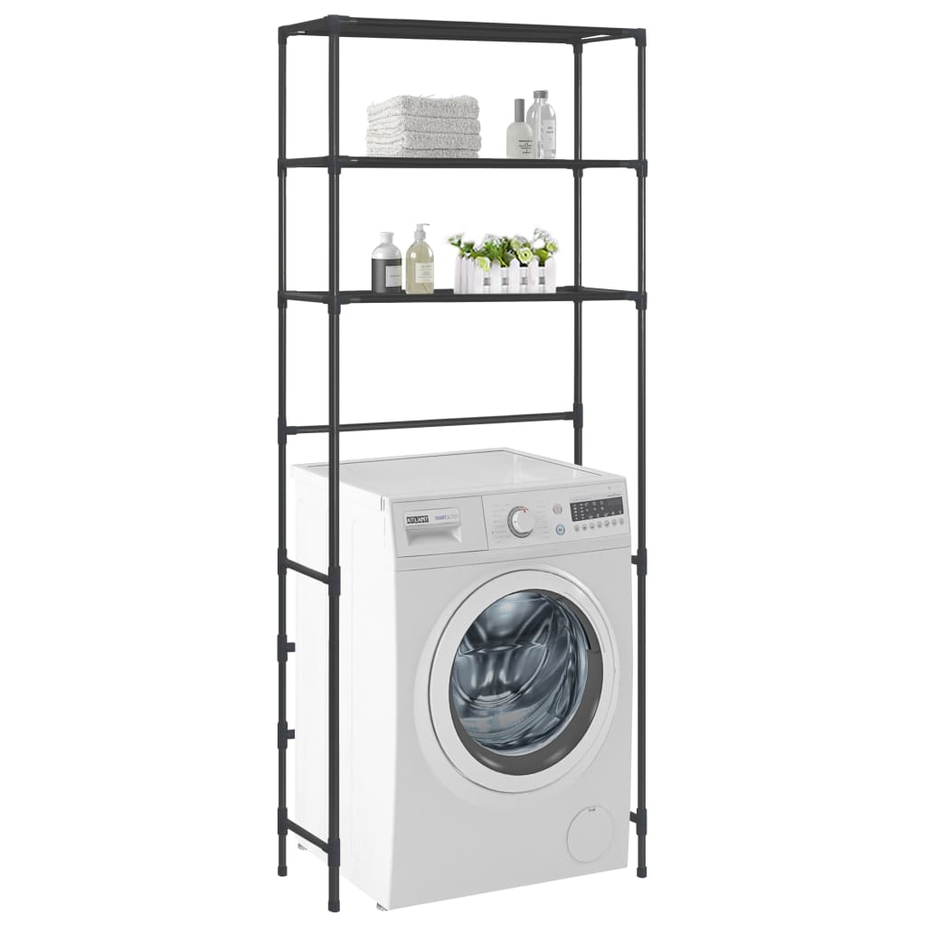 8719883890999_m_en_hd_1 vidaXL 3-Tier Storage Rack over Laundry Machine Black 69x28x169 cm - Image 1