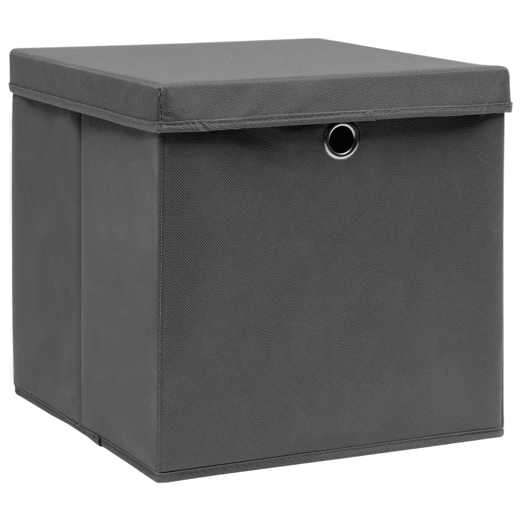 8719883891040_g_en_hd_1 vidaXL Storage Boxes with Lids 4 pcs Grey 32x32x32 cm Fabric - Image 2