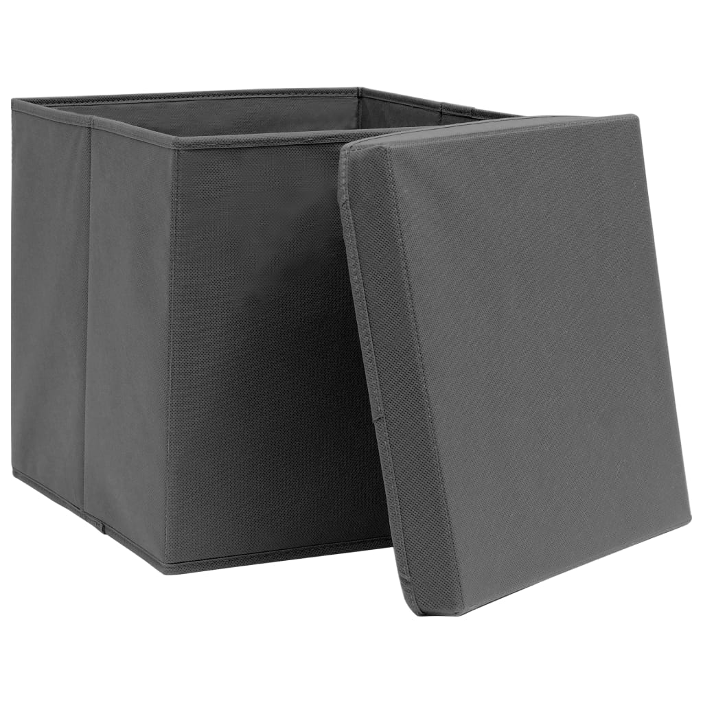 8719883891040_g_en_hd_2 vidaXL Storage Boxes with Lids 4 pcs Grey 32x32x32 cm Fabric - Image 3