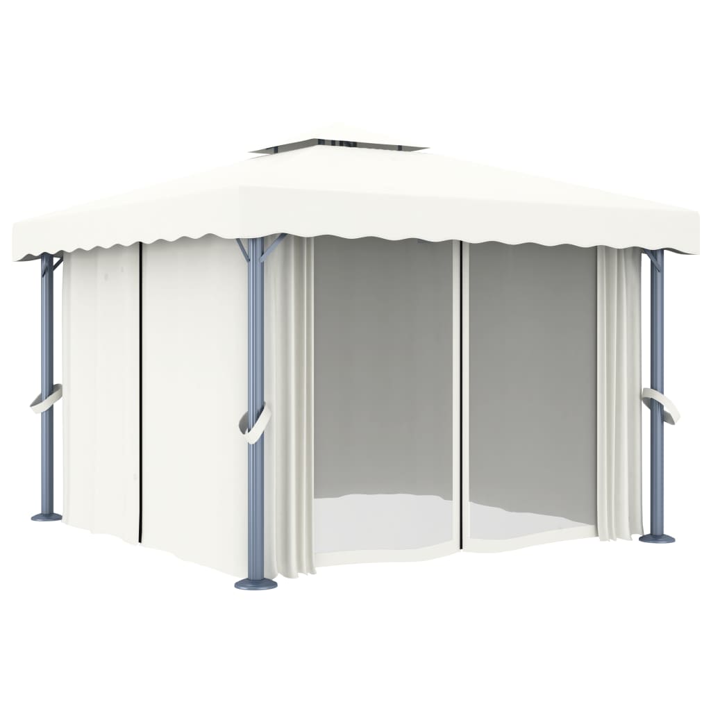 8719883910833_g_en_hd_1 vidaXL Gazebo with Curtain 3x3 m Cream White Aluminium - Image 2