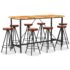 vidaXL 9 Piece Bar Set Solid Acacia Wood. Genuine Leather & Canvas