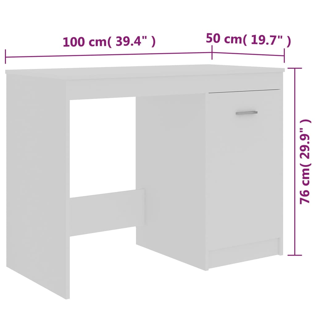 8719883914985_g_en_hd_7 vidaXL Desk White 100x50x76 cm Engineered Wood - Image 9