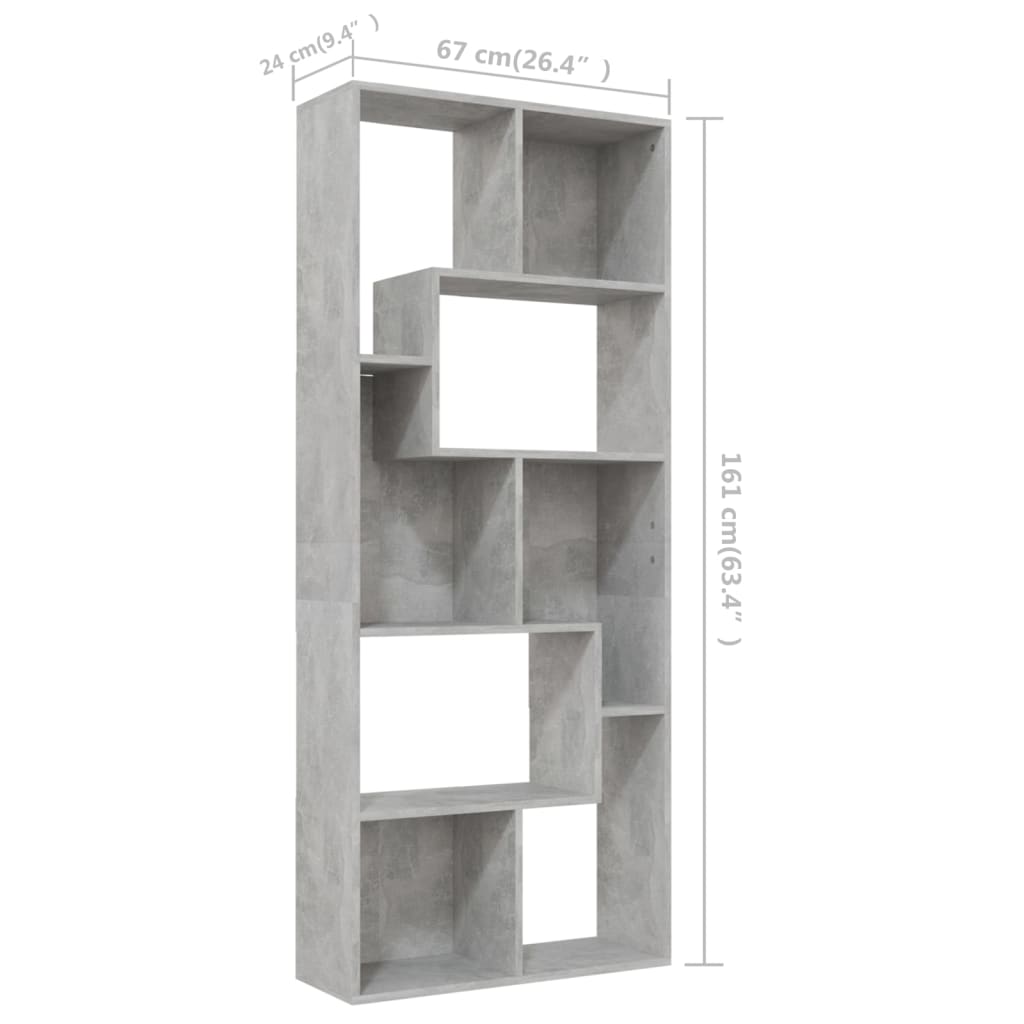 8719883915838_g_en_hd_9 vidaXL Book Cabinet Concrete Grey 67x24x161 cm Engineered Wood - Image 12