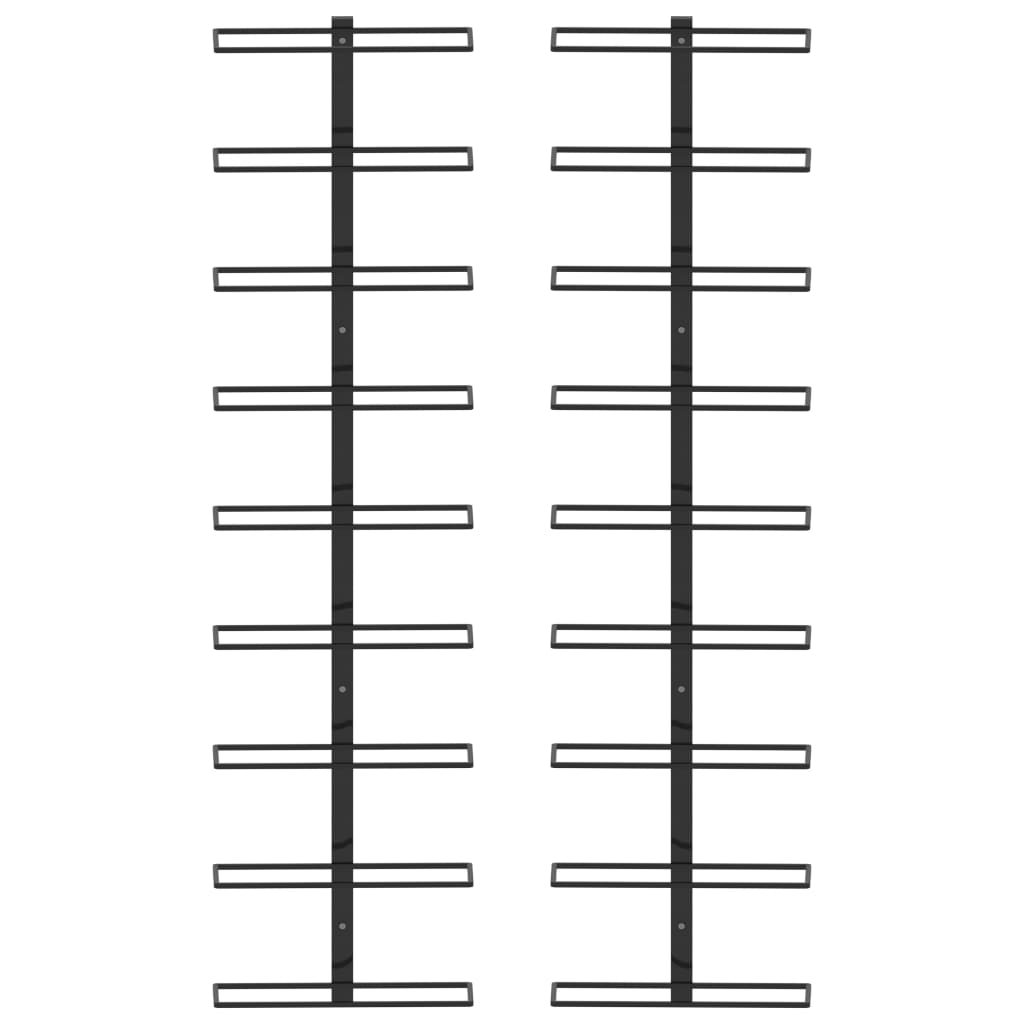 8719883979007_g_en_hd_1 vidaXL Wall-mounted Wine Racks for 18 Bottles 2 pcs Black Iron - Image 2
