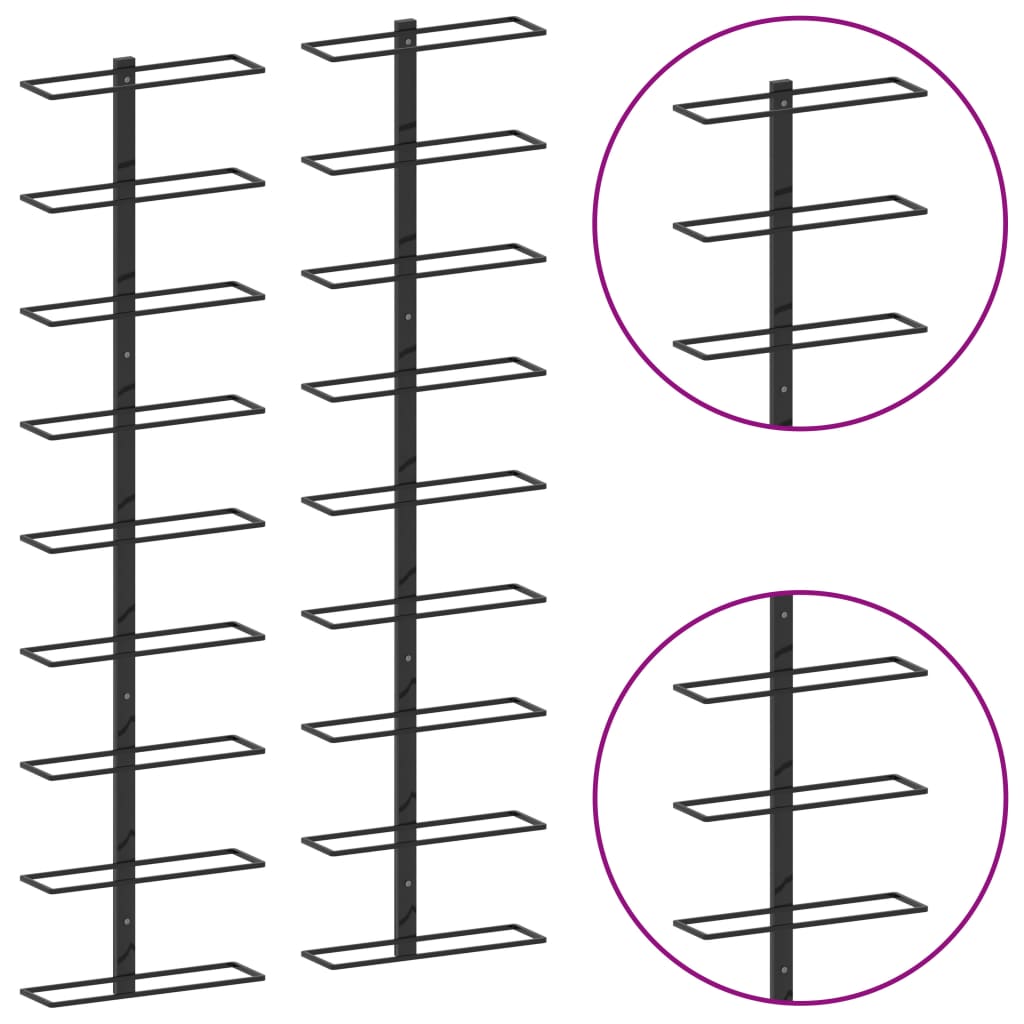 8719883979007_g_en_hd_3 vidaXL Wall-mounted Wine Racks for 18 Bottles 2 pcs Black Iron - Image 4