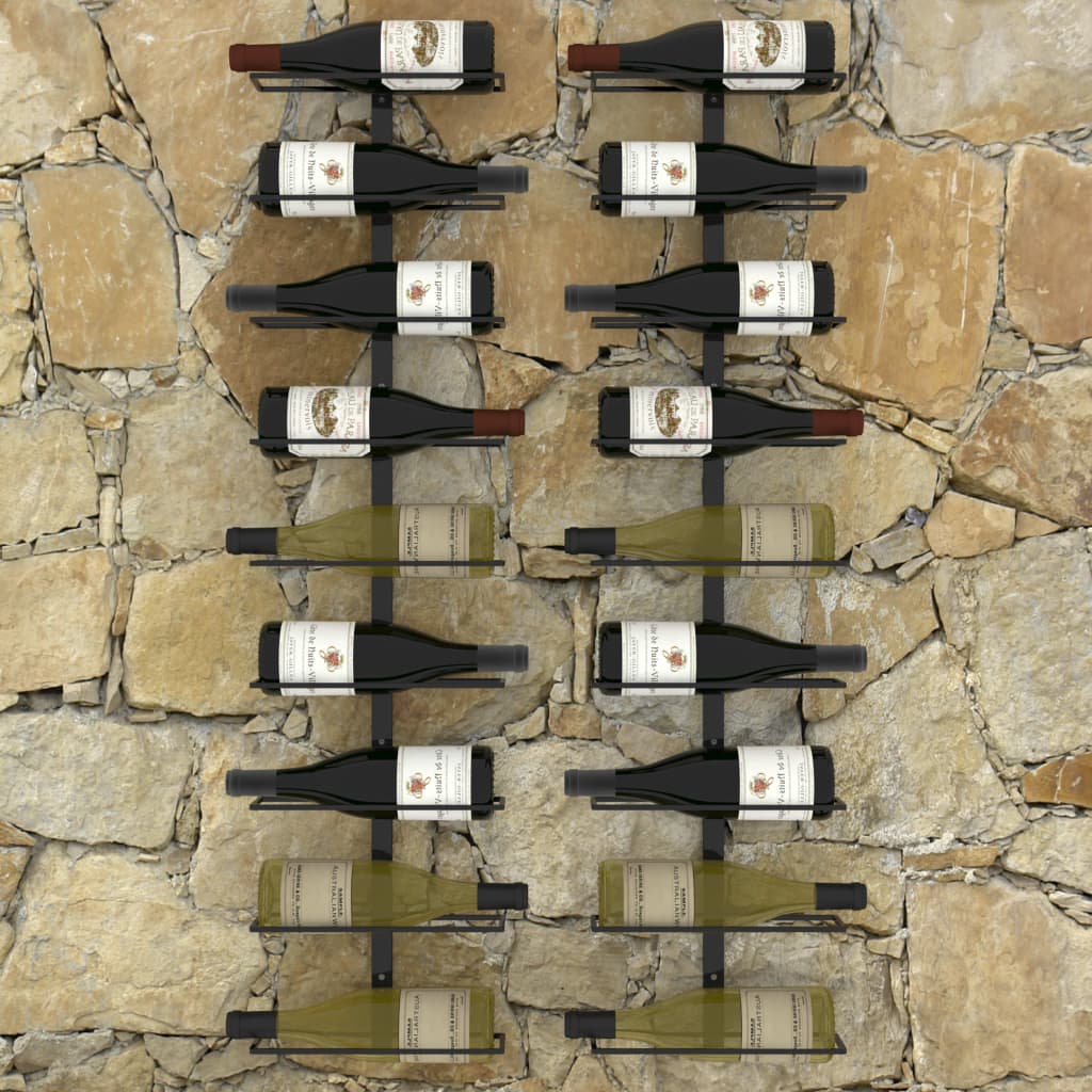 8719883979007_g_en_hd_4 vidaXL Wall-mounted Wine Racks for 18 Bottles 2 pcs Black Iron - Image 5