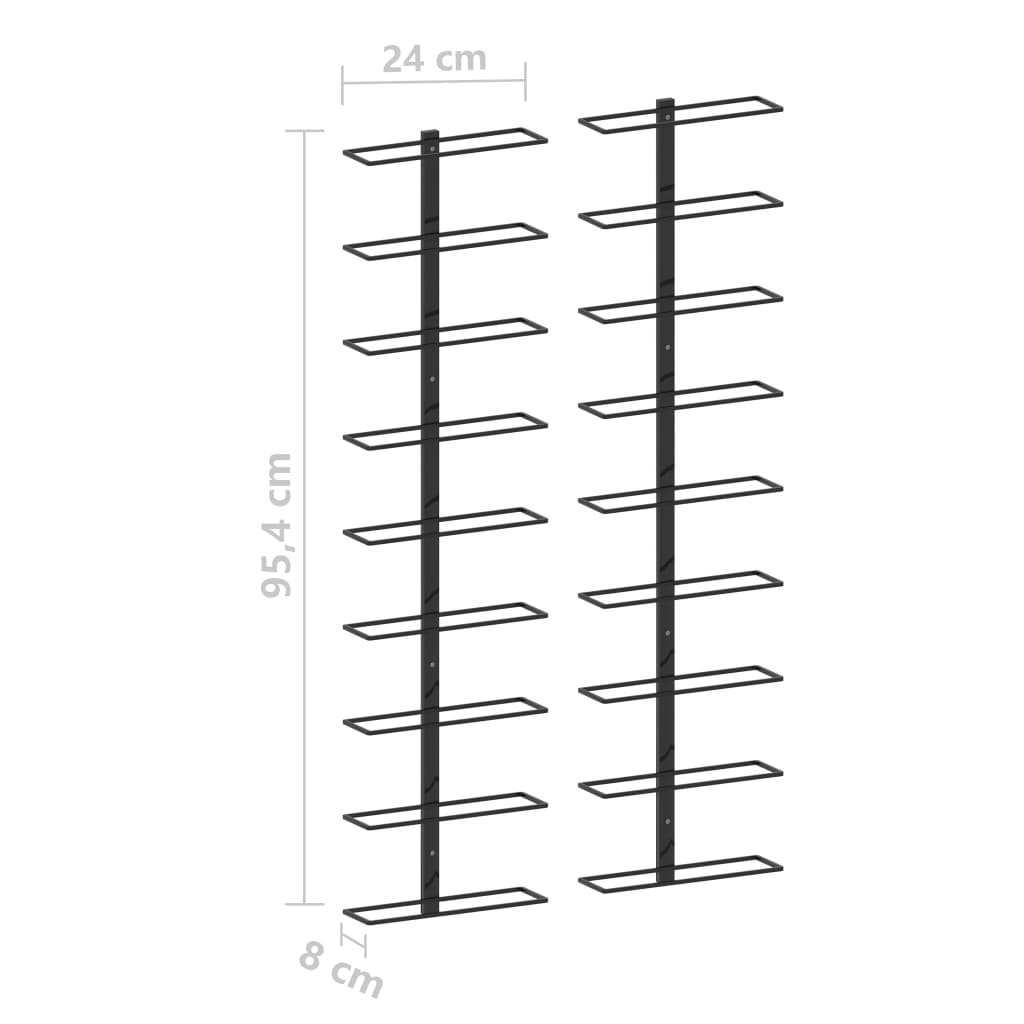 8719883979007_g_en_hd_5 vidaXL Wall-mounted Wine Racks for 18 Bottles 2 pcs Black Iron - Image 6