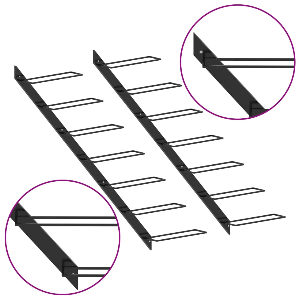 8719883979038_g_en_hd_3 vidaXL Wall-mounted Wine Racks for 14 Bottles 2 pcs Black Metal - Image 4