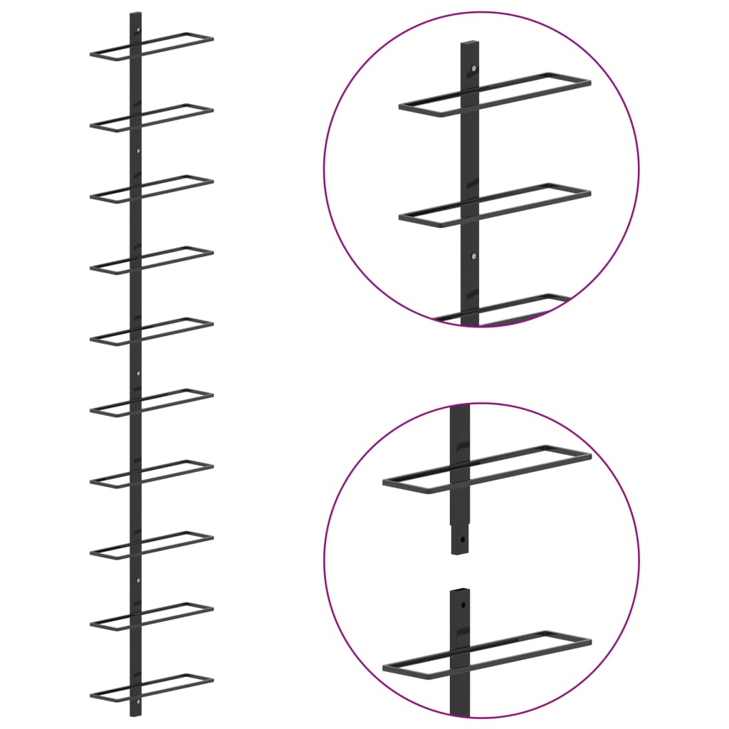 8719883979045_g_en_hd_3 vidaXL Wall-mounted Wine Rack for 10 Bottles Black Metal - Image 4