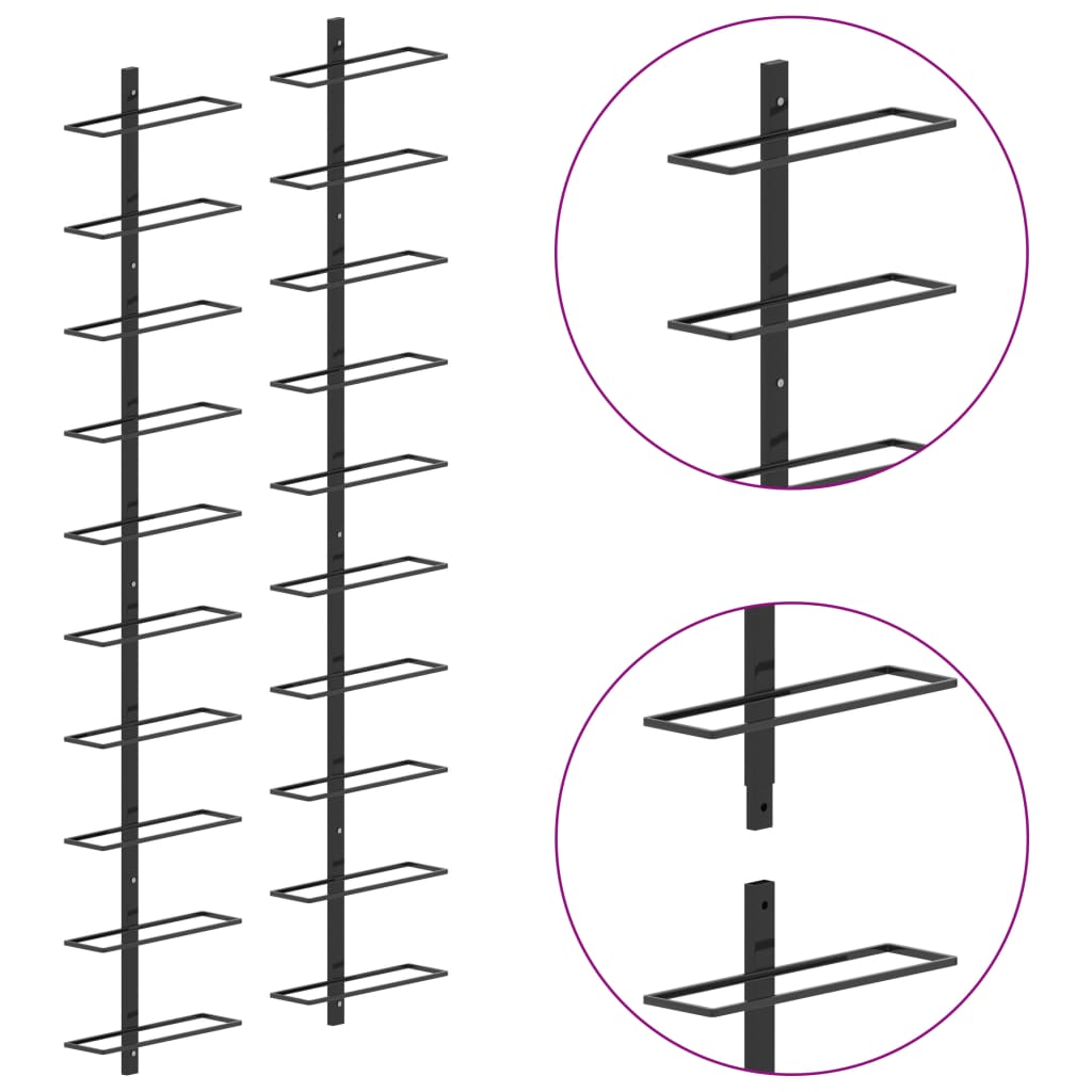 8719883979052_g_en_hd_3 vidaXL Wall-mounted Wine Racks for 20 Bottles 2 pcs Black Metal - Image 4
