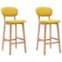 vidaXL Bar Stools 2 pcs Mustard Yellow Fabric
