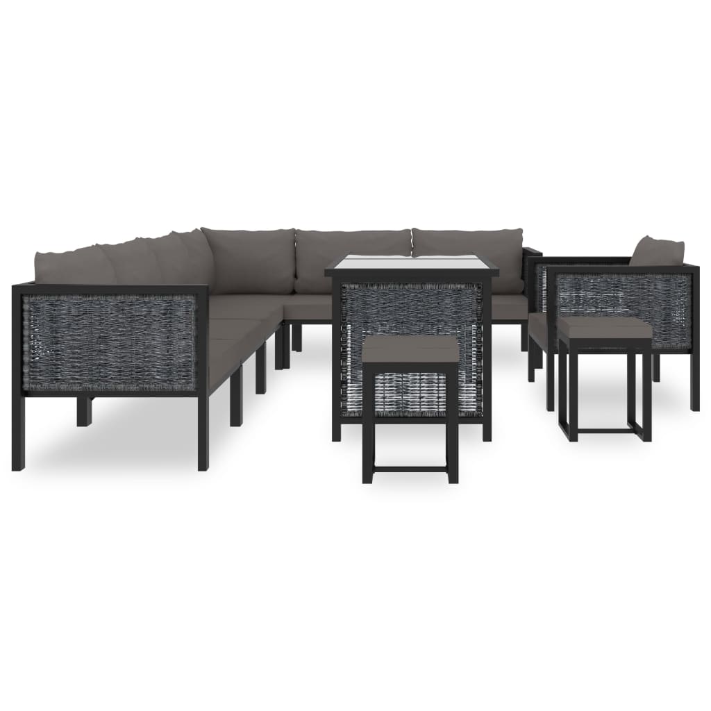 8719883994550_g_en_hd_1 vidaXL 10 Piece Garden Lounge Set with Cushions Poly Rattan Anthracite - Image 2