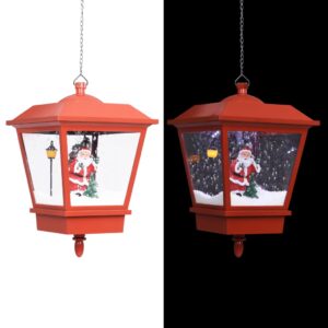 vidaXL Christmas Hanging Lamp with LED Light and Santa Red 27x27x45 cm