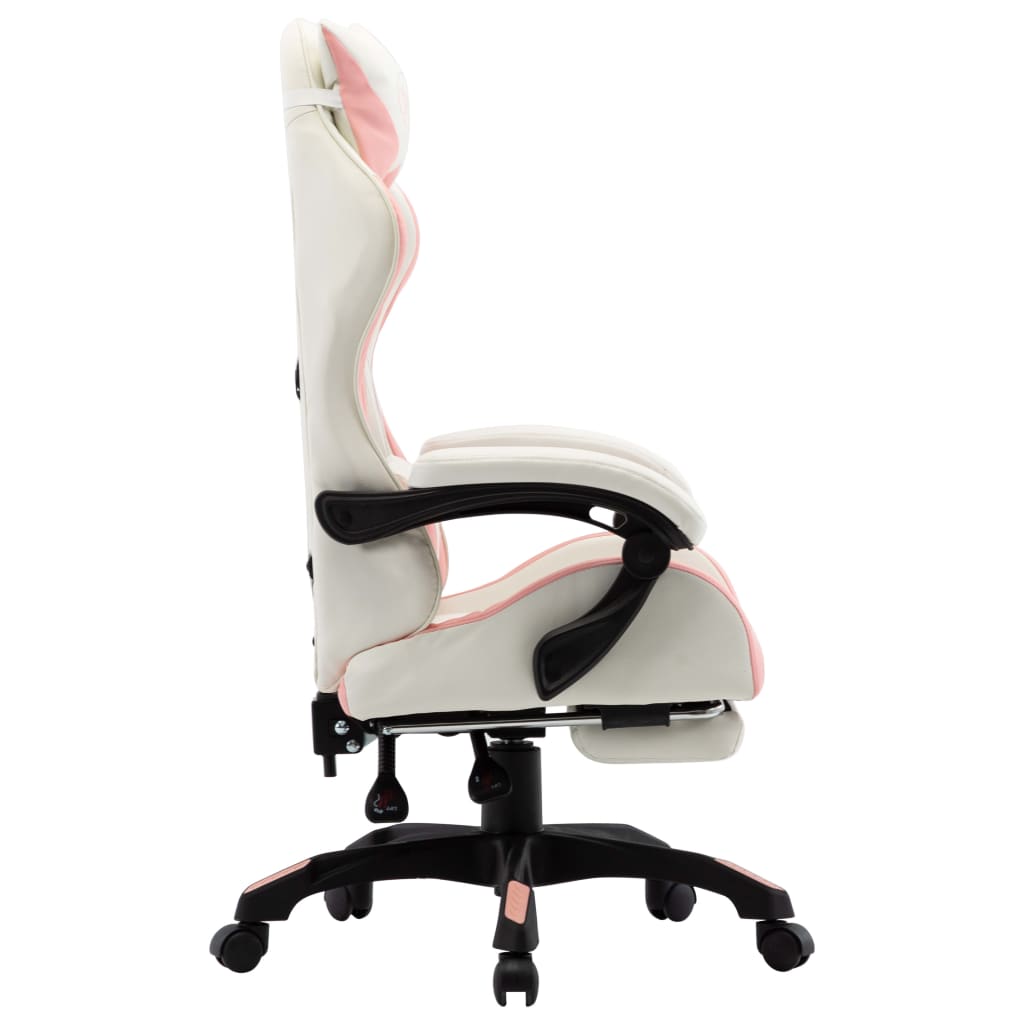8719883995113_g_en_hd_2 vidaXL Racing Chair with Footrest Pink and White Faux Leather - Image 3