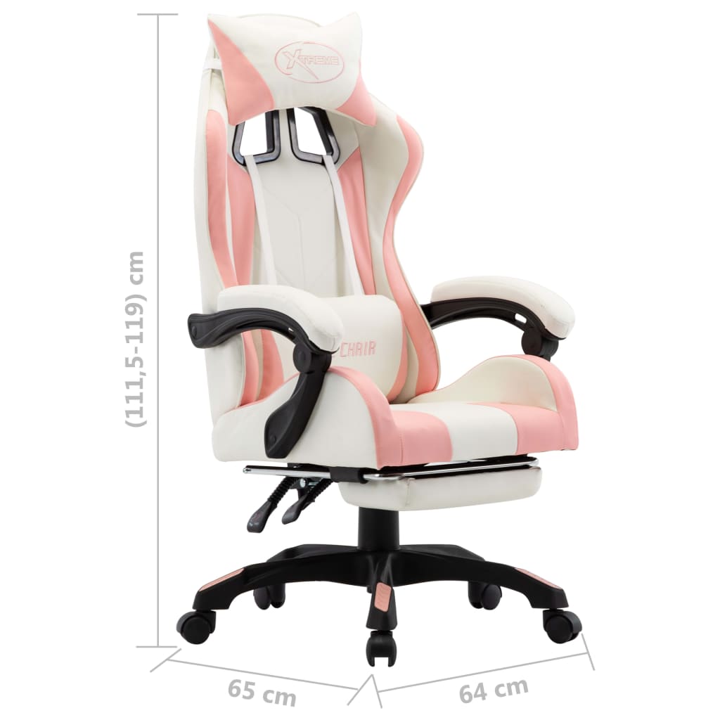 8719883995113_g_en_hd_7 vidaXL Racing Chair with Footrest Pink and White Faux Leather - Image 8
