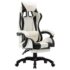 vidaXL Racing Chair with Footrest Black and White Faux Leather