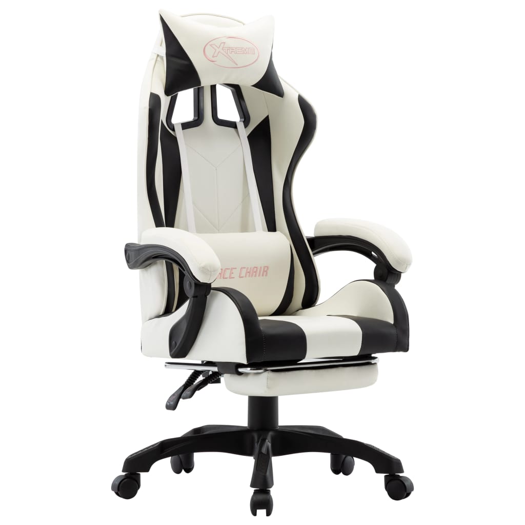 8719883995120_a_en_hd_1 vidaXL Racing Chair with Footrest Black and White Faux Leather - Image 1