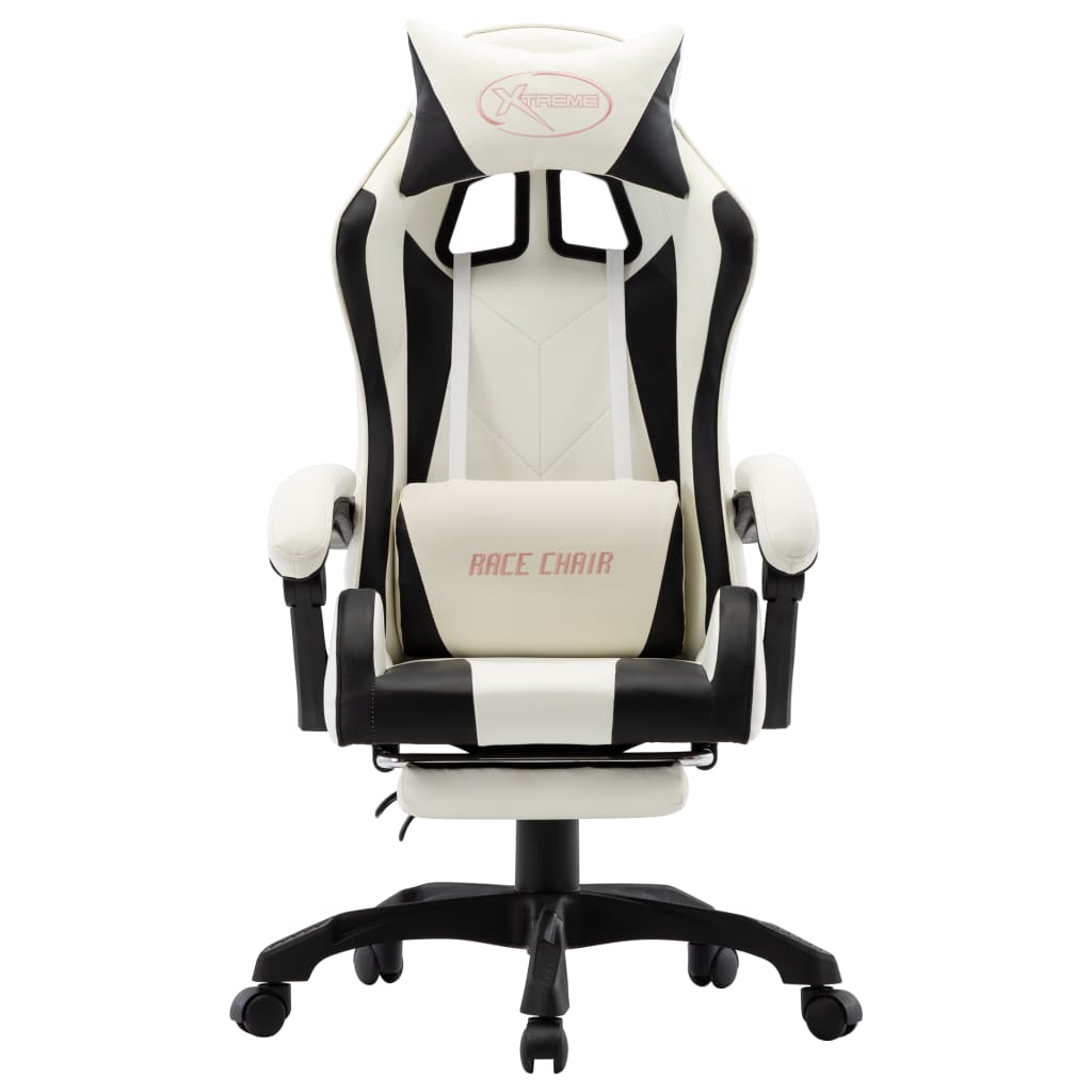 8719883995120_g_en_hd_1 vidaXL Racing Chair with Footrest Black and White Faux Leather - Image 2