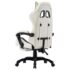 vidaXL Racing Chair with Footrest Black and White Faux Leather - Image 5