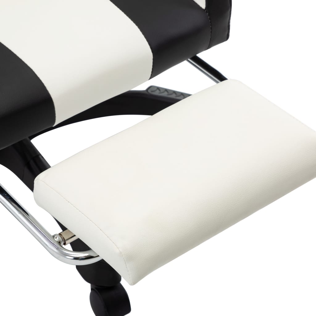 8719883995120_g_en_hd_5 vidaXL Racing Chair with Footrest Black and White Faux Leather - Image 6