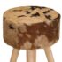vidaXL Bar Stools 2 pcs Brown Rough Mango Wood and Real Leather - Image 3