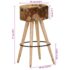 vidaXL Bar Stools 2 pcs Brown Rough Mango Wood and Real Leather - Image 7