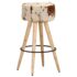 vidaXL Bar Stools 2 pcs Brown Rough Mango Wood and Real Leather - Image 8