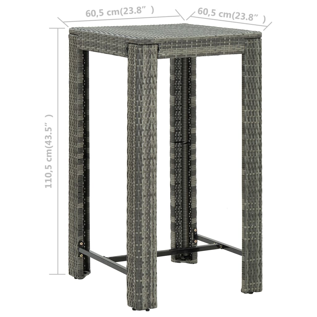 8720286003084_g_en_hd_5 vidaXL Garden Bar Table Grey 60.5x60.5x110.5 cm Poly Rattan - Image 6