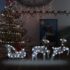 vidaXL Reindeer & Sleigh Christmas Decoration 60 LEDs Outdoor Silver