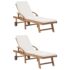 vidaXL Sun Loungers with Cushions 2 pcs Solid Teak Wood Cream