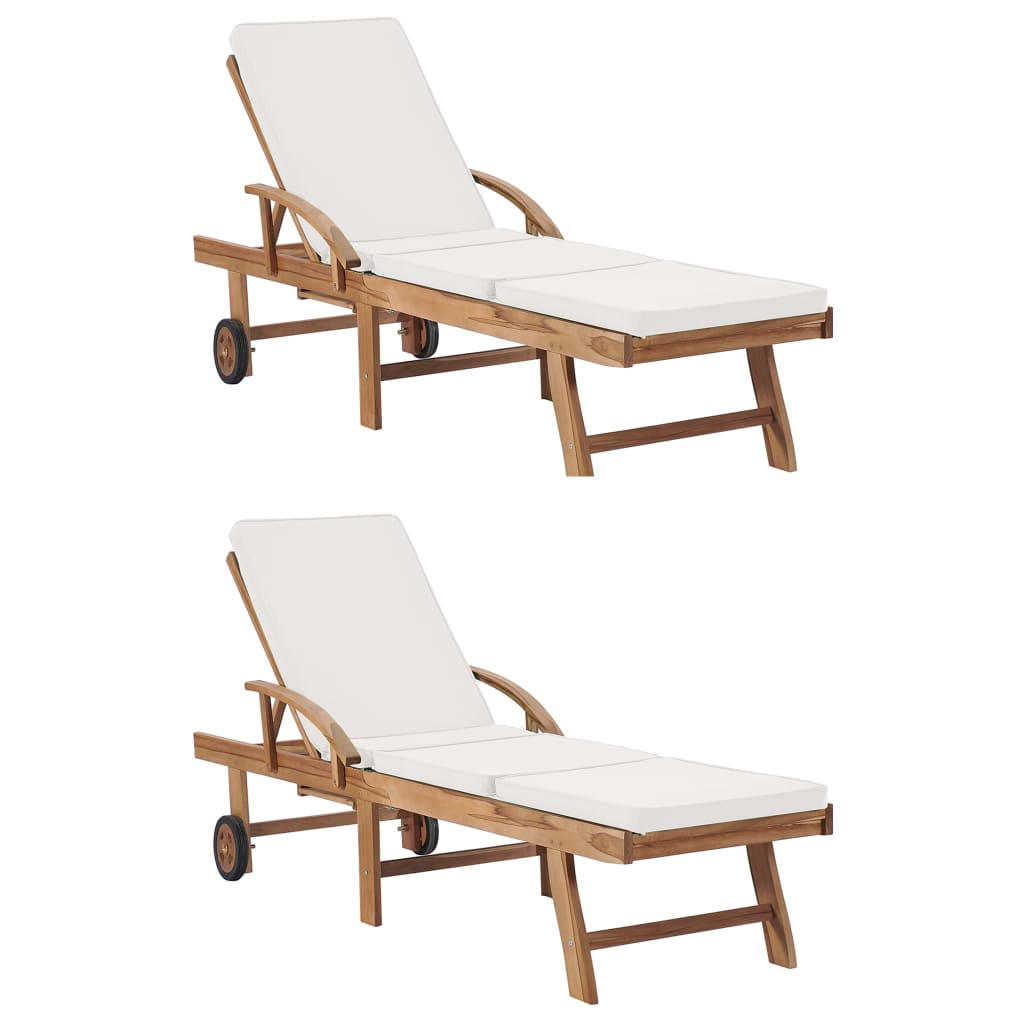 8720286007587_a_en_hd_1 vidaXL Sun Loungers with Cushions 2 pcs Solid Teak Wood Cream - Image 1