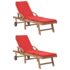 vidaXL Sun Loungers with Cushions 2 pcs Solid Teak Wood Red